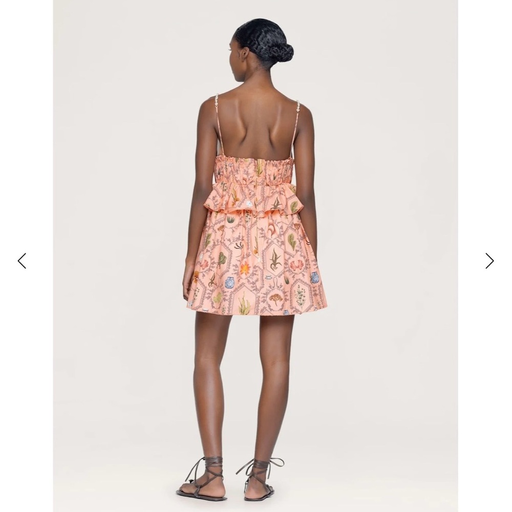 Agua By Agua Bendita L Salvador Encaje Mini Dress Pink Embroidered Ruffled Print - Picture 2 of 15